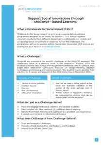 JI / C4SI --- PROG / 01 COLLABORATION FOR SOCIAL IMPACT (C4SI) Support Social Innovations through challenge - based Learning! What is Collaborate for Social Impact (C4SI)?