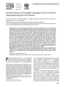 Factorial Validity of the English-Language Version of the Pain Catastrophizing Scale-Child Version