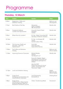 Programme Thursday, 12 March Time Session