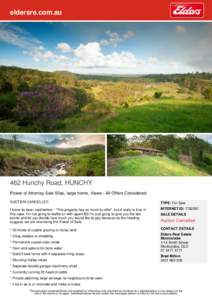 eldersre.com.au  462 Hunchy Road, HUNCHY Power of Attorney Sale 50ac, large home, Views - All Offers Considered AUCTION CANCELLED