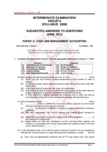Suggested Answers to Question — CMA  INTERMEDIATE EXAMINATION GROUP II (SYLLABUSSUGGESTED ANSWERS TO QUESTIONS