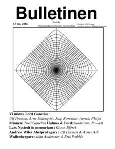 Bulletinen 15 maj 2016 Svenska Matematikersamfundets medlemsblad