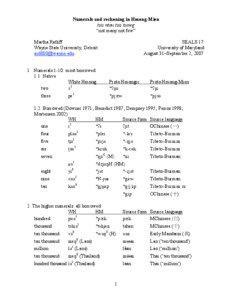 Numerals and reckoning in Hmong-Mien tsis ntau tsis tsawg “not many not few”