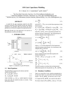 SOS Gate Capacitance Modeling H. C. Morris*, E. C. Cumberbatch** and H. Abebe*** * San Jose State University, San Jose, CA, USA, [removed] Claremont Graduate University, Claremont, CA, USA, ellis.cumberbatch