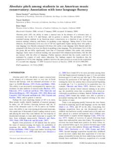 Absolute pitch among students in an American music conservatory: Association with tone language fluency Diana Deutscha兲 and Kevin Dooley Department of Psychology, University of California, San Diego, La Jolla, Californ