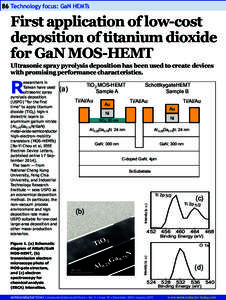 86 Technology focus: GaN HEMTs  First application of low-cost deposition of titanium dioxide for GaN MOS-HEMT Ultrasonic spray pyrolysis deposition has been used to create devices