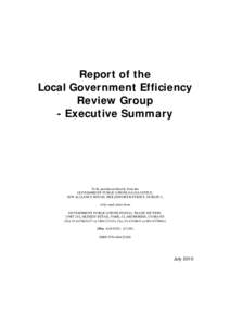 Report of the Local Government Efficiency Review Group - Executive Summary  To be purchased directly from the