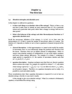 Chapter 15 The third law 15.1 Absolute entropies and absolute zero