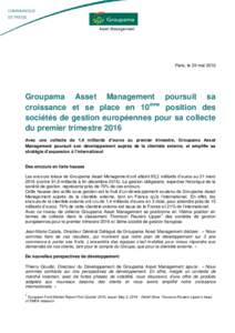 COMMUNIQUE DE PRESSE Paris, le 23 maiGroupama Asset Management poursuit sa