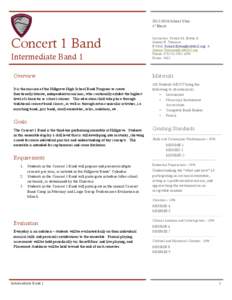 [removed]School Year 1st Block: Concert 1 Band Intermediate Band 1