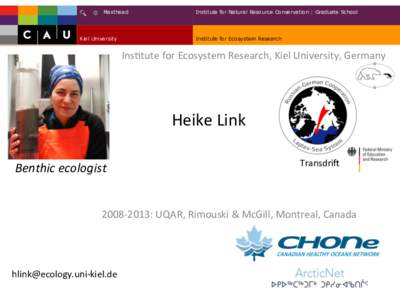 Masthead  Kiel University Institute for Natural Resource Conservation | Graduate School