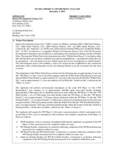 NYCIDA PROJECT COST/BENEFIT ANALYSIS December 5, 2013 APPLICANT Queens Development Group, LLC c/o Related Willets, LLC 60 Columbus Circle