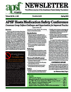 ®  NEWSLETTER The Official Journal of the Anesthesia Patient Safety Foundation  www.apsf.org