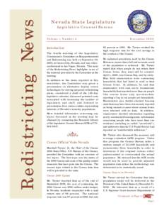 Redistricting News  Nevada State Legislature Legislative Counsel Bureau Volume 1, Number 4