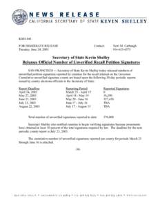 KS03:041 FOR IMMEDIATE RELEASE Tuesday, June 24, 2003 Contact: