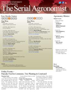 The Serial Agronomist Feeding & fueling information exchange for Agronomy April 21, 2014 Volume 7 Issue 15  Agronomy Blotter