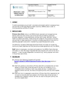 Operational Guideline:  PRIMARY CARE OPERATIONAL GUIDELINES