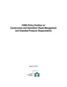 CHBA policy - Construction Wastes and EPR