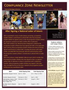 Compliance Zone Newsletter Central Michigan Athletics FebruaryAfter Signing a National Letter of Intent:
