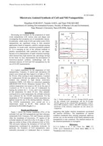 Photon Factory Activity Report 2012 #B  9C/2011G005 Microwave-Assisted Synthesis of CoO and NiO Nanoparticles Masafumi HARADA*, Tomoko SADA, and Yuuri TAKAHASHI