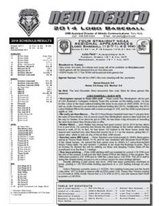 NEW MEXICO 2014 Lobo Baseball UNM Assistant Director of Athletic Communications: Terry Kelly Cell[removed]Email - [removed]