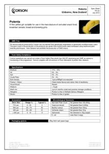 Spec Sheet PS-03 July 2013 Polenta Gisborne, New Zealand