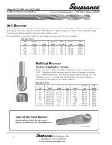 Phone: Fax: E-Mail:  Severance Tool Industries Inc. • POB 1866 • Saginaw, MIDrill-Reamers