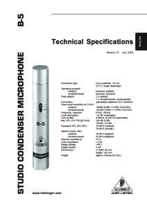 Version 1.0  Transducer type: Operating principle: cardioid: omnidirectional: