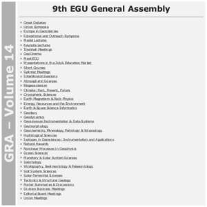 GRA – Volume 14  9th EGU General Assembly Great Debates Union Symposia Europe in Geosciences