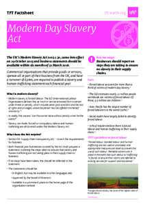 TFT Factsheet  tft-earth.org Modern Day Slavery Act