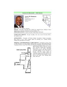 LEGISLATIVE BIOGRAPHY — 2011 SESSION  JASON M. FRIERSON Democrat Assembly District No. 8 (Clark County)