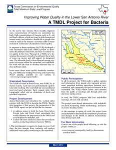 Project Overview: A TMDL Project for Bacteria in the Lower San Antonio River