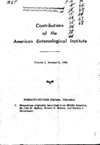 Ecology / Anopheles / Mosquito / Culex / Haemagogus / Pomeroon / Bionomics / Essequibo / Psorophora / Culicidae / Dutch Guiana / Biology