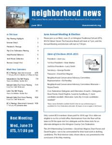 neighborhood news  The Latest News and Information from Your Bluemont Civic Association June 2014
