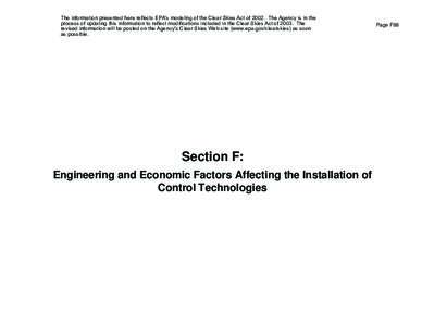 Section F: Engineering and Economic Factors Affecting the Installation of Control Technologies