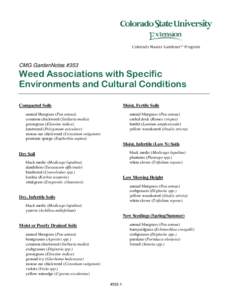 CMG GardenNotes #353  Weed Associations with Specific Environments and Cultural Conditions Compacted Soils
