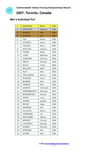 Commonwealth Veteran Fencing Championships Results: Toronto, Canada