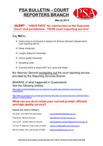 PSA BULLETIN – COURT REPORTERS BRANCH – February 2014