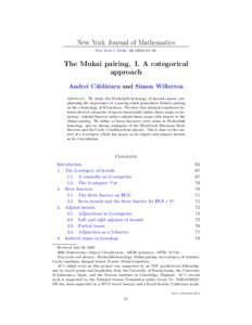 New York Journal of Mathematics New York J. Math–98. The Mukai pairing. I. A categorical approach Andrei C˘