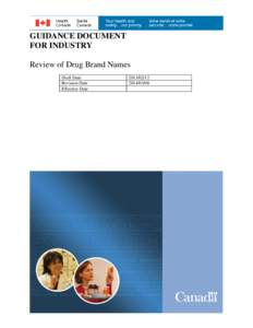 GUIDANCE DOCUMENT FOR INDUSTRY Review of Drug Brand Names Draft Date Revision Date Effective Date