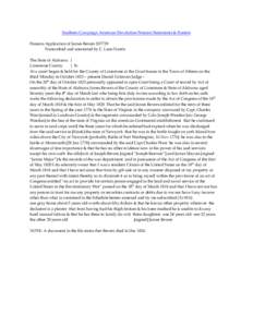 Southern Campaign American Revolution Pension Statements & Rosters Pension Application of James Bevers S37739 Transcribed and annotated by C. Leon Harris The State of Alabama } Limestone County } Sc