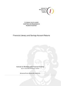 FLORIAN DEUFLHARD DIMITRIS GEORGARAKOS ROMAN INDERST Financial Literacy and Savings Account Returns