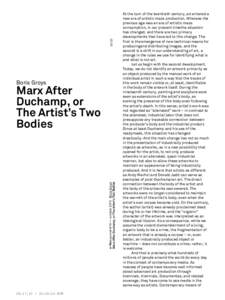 Boris Groys e-flux journal #19 Ñ october 2010 Ê Boris Groys Marx After Duchamp, or The ArtistÕs Two Bodies