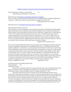 Southern Campaign American Revolution Pension Statements & Rosters Pension Application of Thomas Crump S15394 Transcribed and annotated by C. Leon Harris. VA