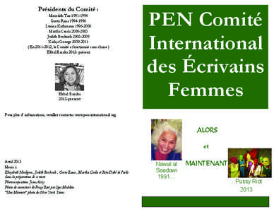 Présidents du Comité : Meredith Tax[removed]Greta Rana[removed]Lucina Kathmann[removed]Martha Cerda[removed]Judith Buckrich[removed]