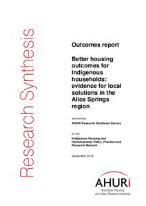 Better housing outcomes for Indigenous households: evidence for local solutions