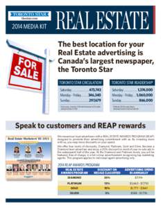 REAL ESTATE[removed]MEDIA KIT The best location for your Real Estate advertising is