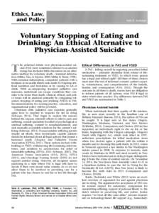Ethics, Law, and Policy Vicki D. Lachman  Voluntary Stopping of Eating and