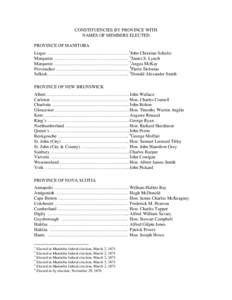 House of Commons Debates - 1st Parliament, 4th Session - Members of the House of Commons by Constituency