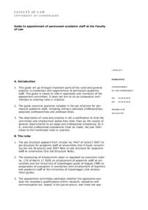 FACULTY OF LAW UNIVERSITY OF COPENHAGEN Guide to appointment of permanent academic staff at the Faculty of Law